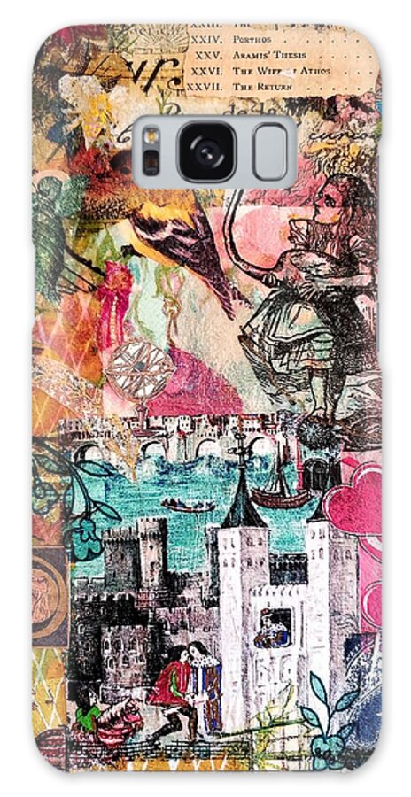 Alice In Wonderland Galaxy Case featuring the mixed media Love in Myth by Deborah Cherrin