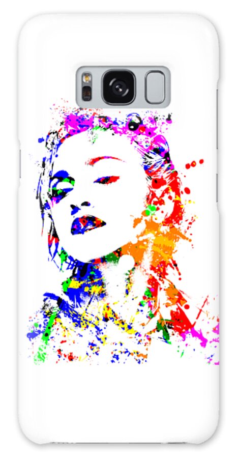 Madonna Galaxy Case featuring the painting Madonna Portrait Watercolor Splatter by SP JE Art