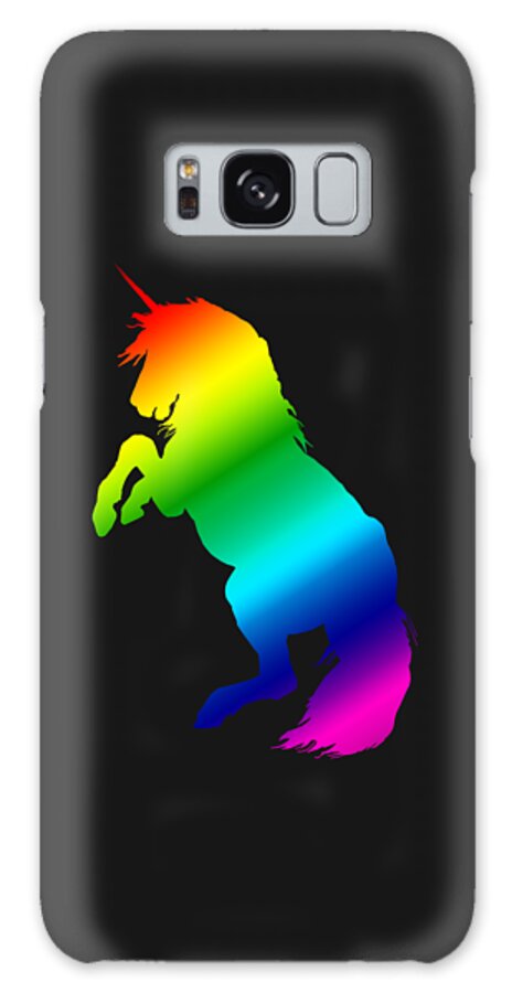 Magical rainbow unicorn on black background Galaxy Case by Madame Memento -  Pixels Merch