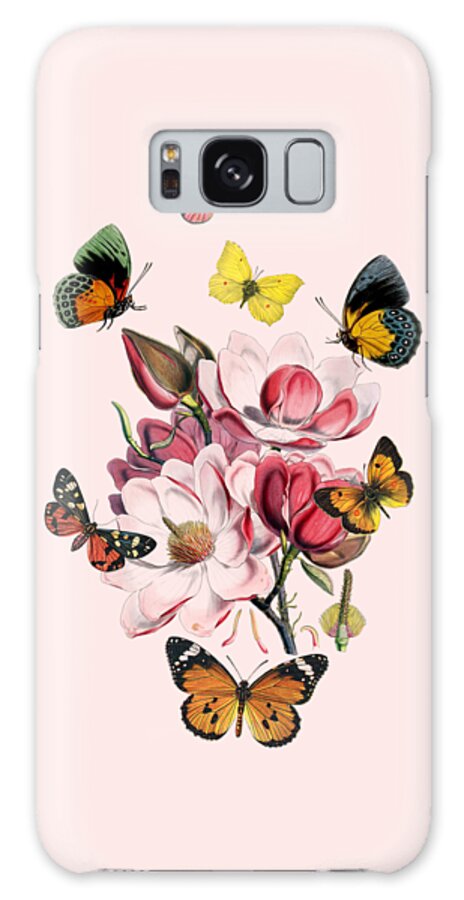 Magnolia Galaxy Case featuring the digital art Magnolia with butterflies by Madame Memento