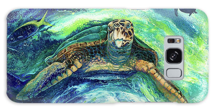Sea Turtle Galaxy Case featuring the painting Majestic Sea Turtle by Pat St Onge