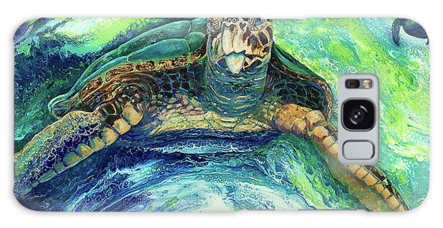 Phone Case Galaxy Case featuring the painting Majestic SeaTurtle phone case by Pat St Onge