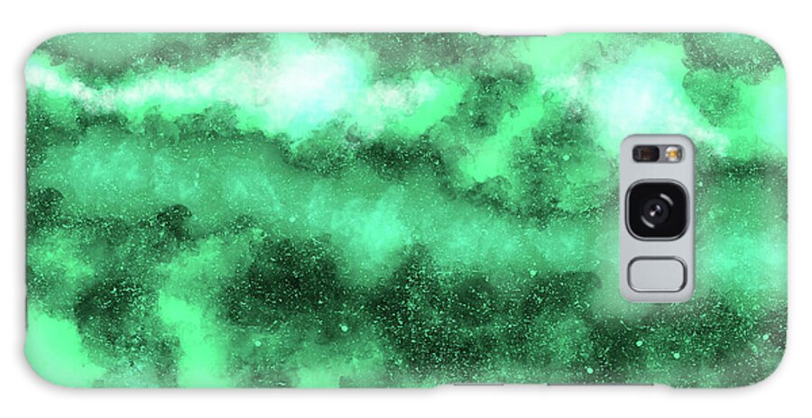 Malachite Haze Galaxy Case featuring the mixed media Malachite Haze - Contemporary Abstract - Abstract Expressionist painting - Green, Jade, Emerald by Studio Grafiikka