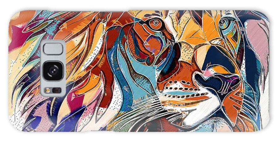 Abstract Galaxy Case featuring the digital art Male Lion Abstract Portrait Artwork - 01775SA1A by Philip Preston