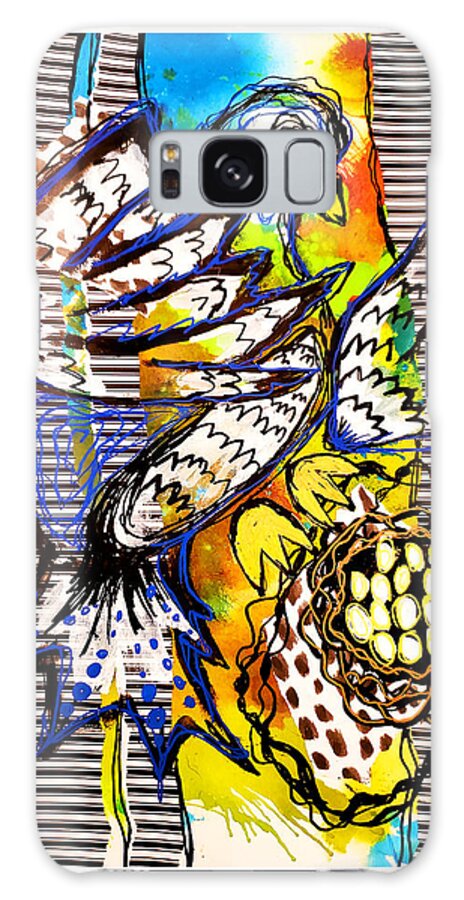 Bird Galaxy Case featuring the mixed media Mama Bird and Her Nest by Joanne Herrmann