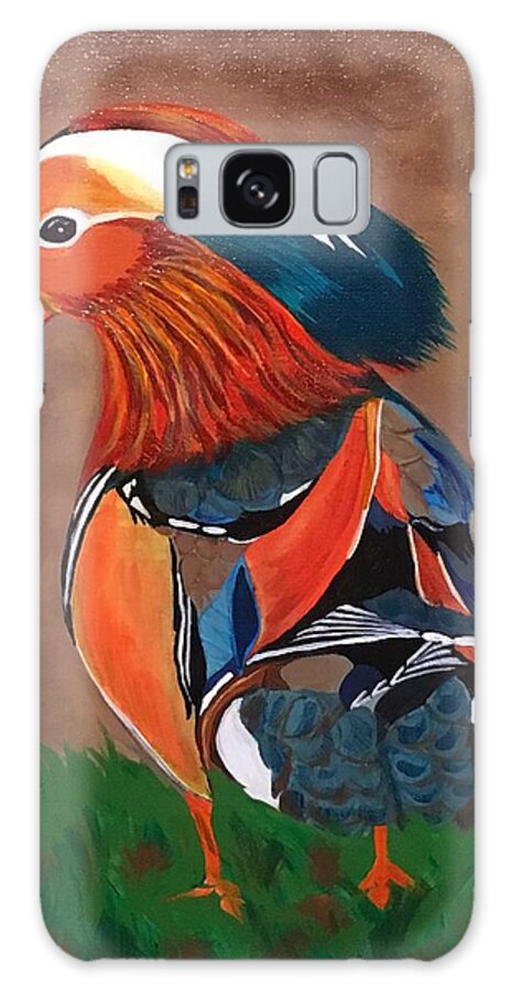  Galaxy Case featuring the painting Mandarin Duck-Fowl Play by Bill Manson