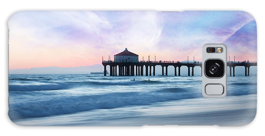 Sunset Galaxy Case featuring the photograph Manhattan Beach Pier at dusk by Stella Levi