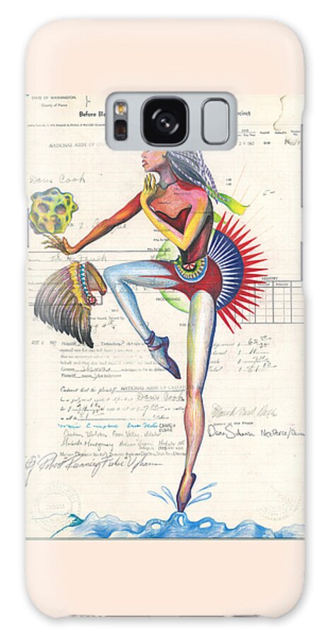 Prima Ballerina Galaxy Case featuring the drawing Maria Tallchief Ballerina by Robert Running Fisher Upham