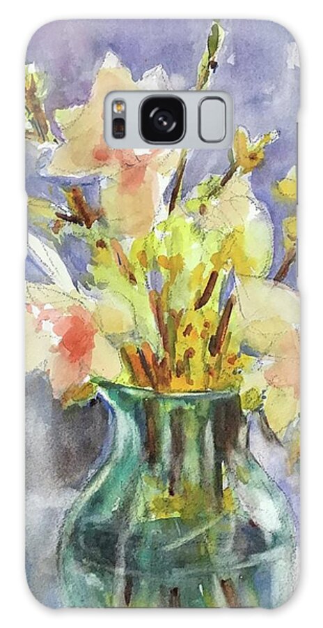 Floral Galaxy Case featuring the painting Maryans Flowers II by Judith Levins
