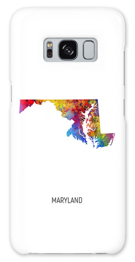 Maryland Galaxy Case featuring the digital art Maryland Watercolor Map #86 by Michael Tompsett