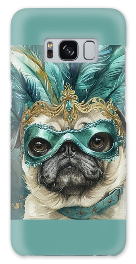 Pug Galaxy Case featuring the painting Masquerade Pug Roxy by Tina LeCour