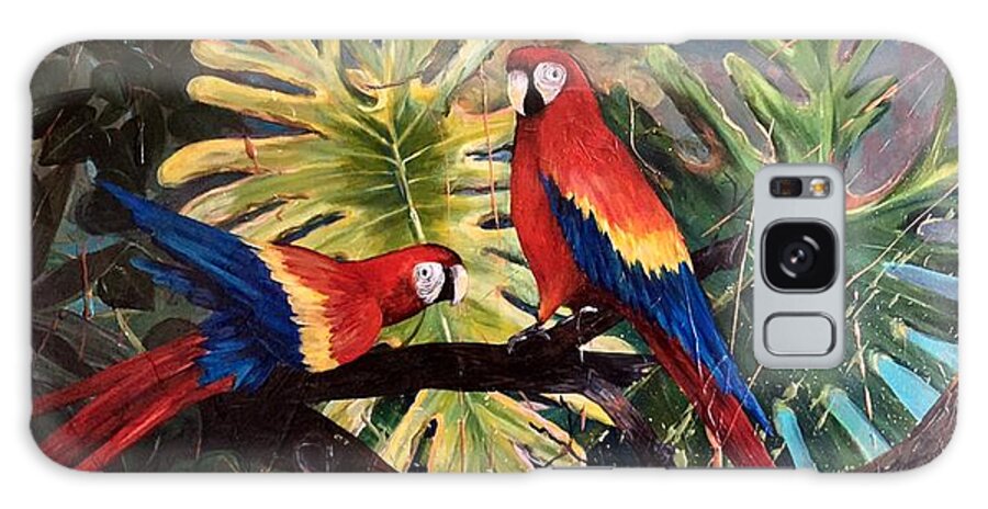 Parrots Galaxy Case featuring the painting Mates by Barbara Landry