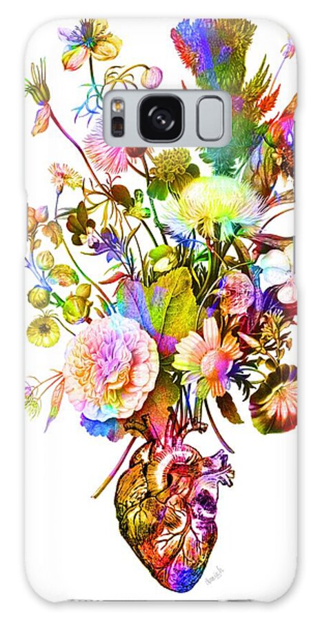 Medical Galaxy Case featuring the digital art Medical Heart with Bouquet of Flowers by Ann Leech