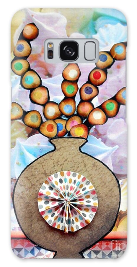 Collage Bouquet Galaxy Case featuring the mixed media Meringue Bouquet by Jayne Somogy