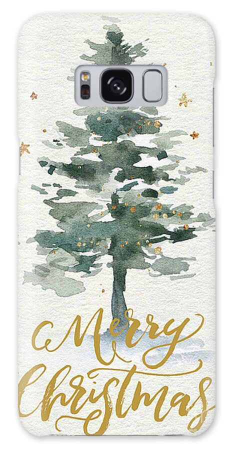 Merry Christmas Galaxy Case featuring the painting Watercolor Christmas Tree by Modern Art