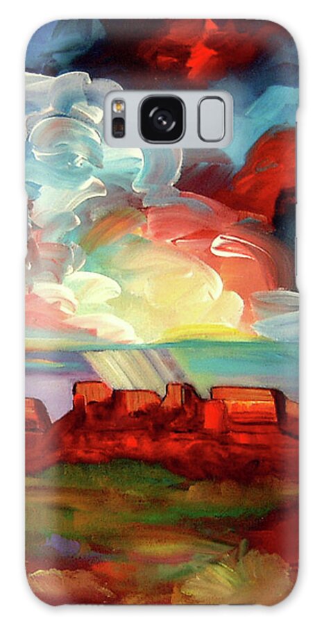 Landscape Galaxy Case featuring the painting Mesa Showers by Jim Stallings