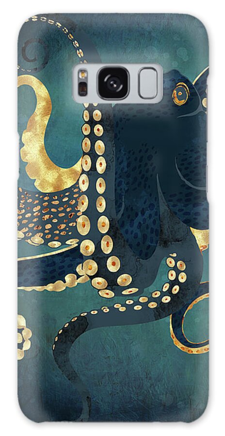 Metallic Galaxy Case featuring the digital art Metallic Octopus IV by Spacefrog Designs