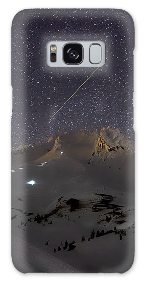 Astrophotography Galaxy Case featuring the photograph Meteor over Mt. Hood by Cat Connor