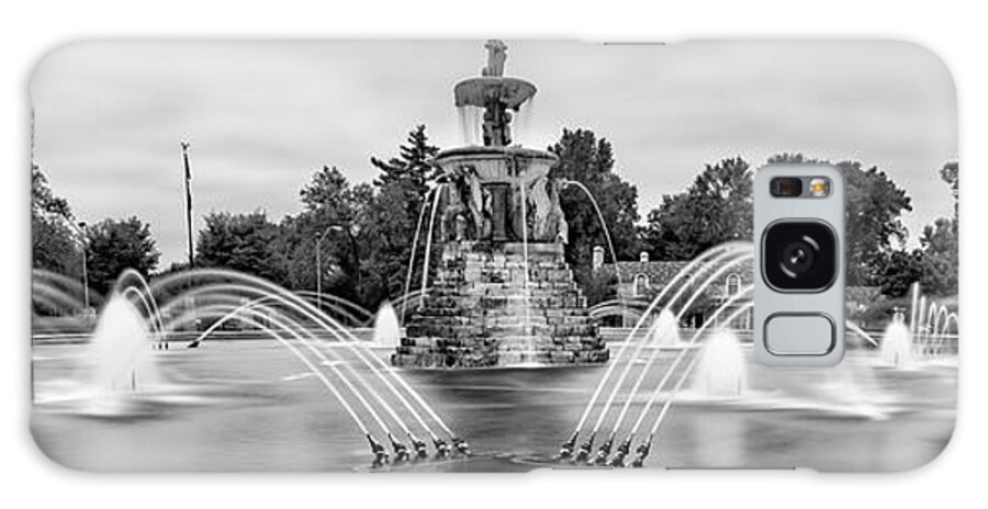 America Galaxy Case featuring the photograph Meyer Circle Sea Horse Fountain in Black and White - Kansas City Missouri by Gregory Ballos