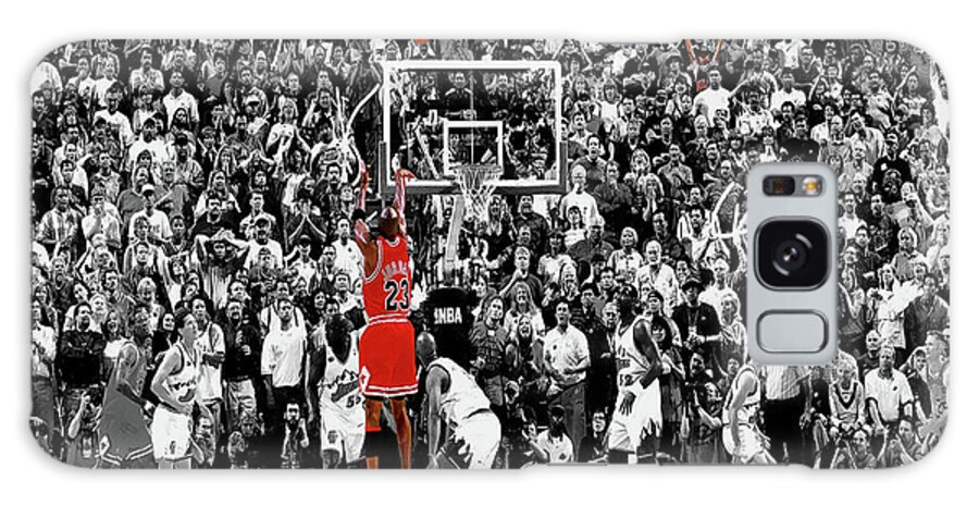 Michael Jordan Galaxy Case featuring the mixed media Michael Jordan The Last Shot 1c by Brian Reaves