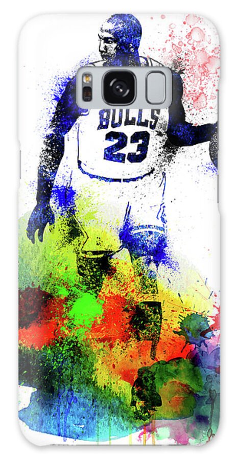 Michael Jordan Galaxy Case featuring the mixed media Michael Jordan Watercolor I by Naxart Studio
