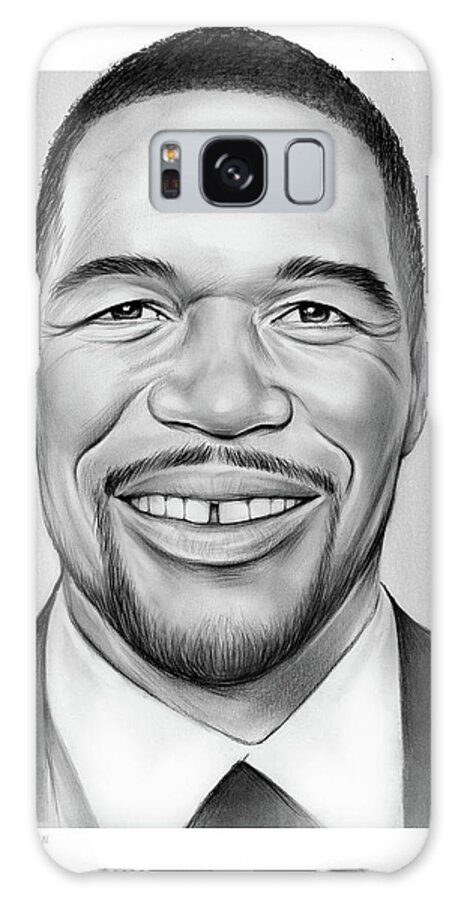 Michael Strahan Galaxy Case featuring the drawing Michael Strahan by Greg Joens