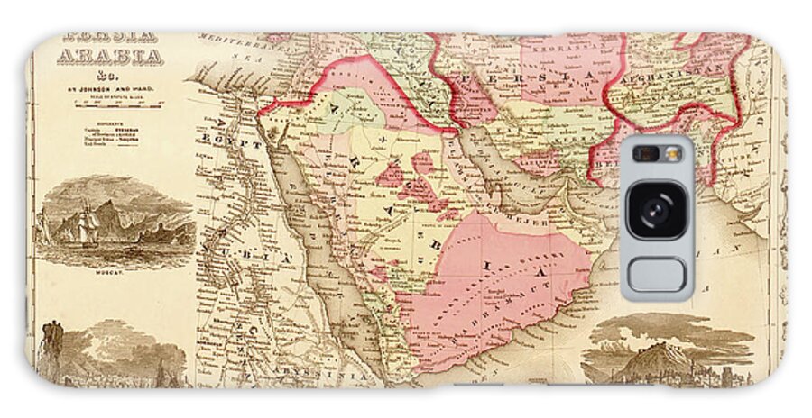 Middle East Galaxy Case featuring the drawing Middle East Turkey Persia and Arabia 1862 by Vintage Maps