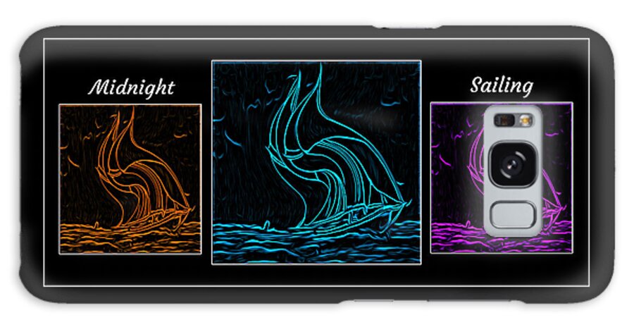 Cool Art Galaxy Case featuring the digital art Midnight Sailing Triptych by Ronald Mills