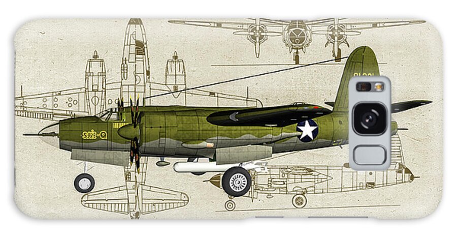 Martin B-26 Marauder Galaxy Case featuring the digital art Midway Marauder - Profile Art by Tommy Anderson