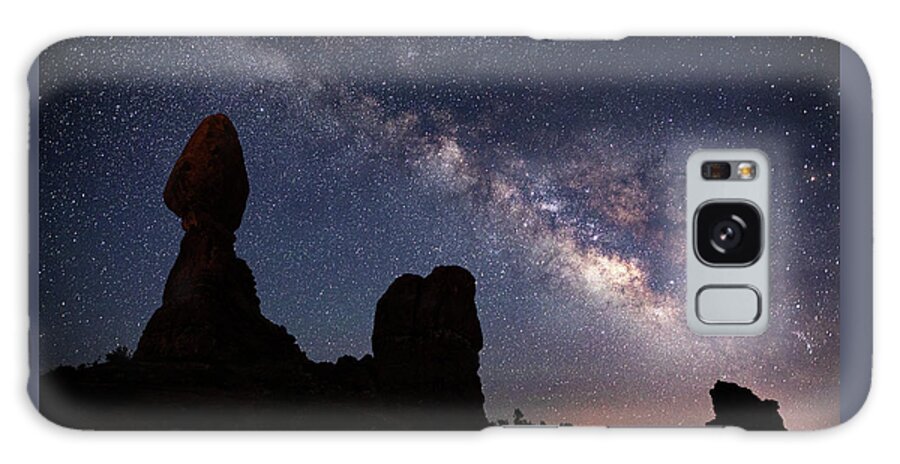 Night Galaxy Case featuring the photograph Milky Way - Balanced Rock Silhouette by Dan Norris