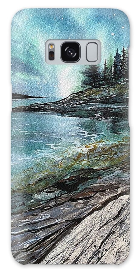 Landscape Galaxy Case featuring the painting Milky Way over Maine by Kellie Chasse