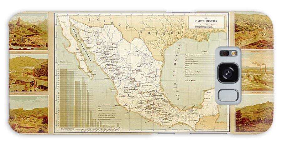 Mexico Galaxy Case featuring the drawing Mineralogical Map of Mexico by Vintage Maps