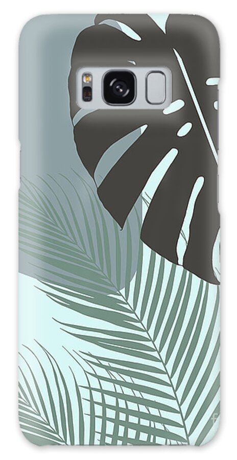 Collage Galaxy Case featuring the mixed media Minimal Monstera Palm Finesse #2 #tropical #decor #art by Anitas and Bellas Art
