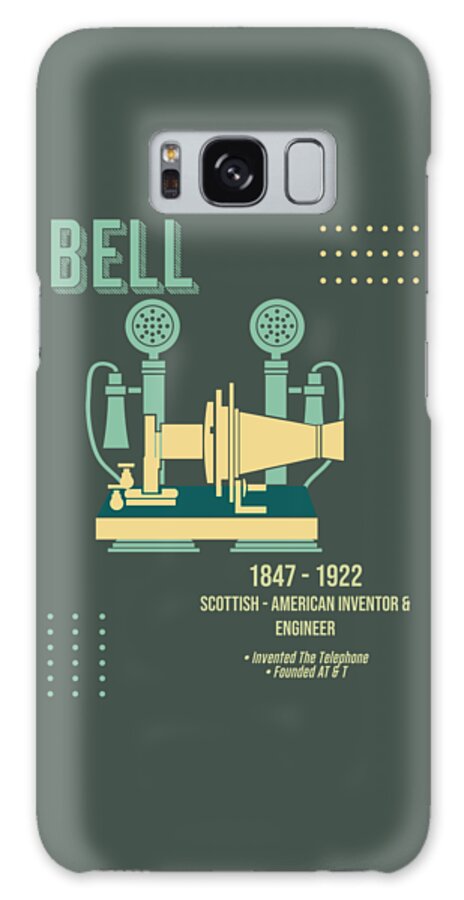 Alexander Graham Bell Galaxy Case featuring the digital art Minimal Science Posters - Alexander Graham Bell 01 - Inventor, Engineer by Studio Grafiikka