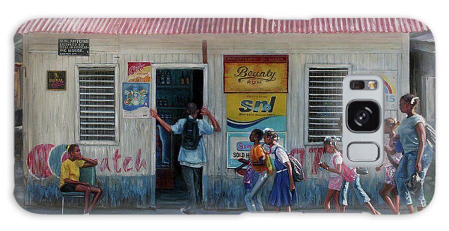 Caribbean Galaxy Case featuring the painting Miss Helen's Shop by Jonathan Gladding