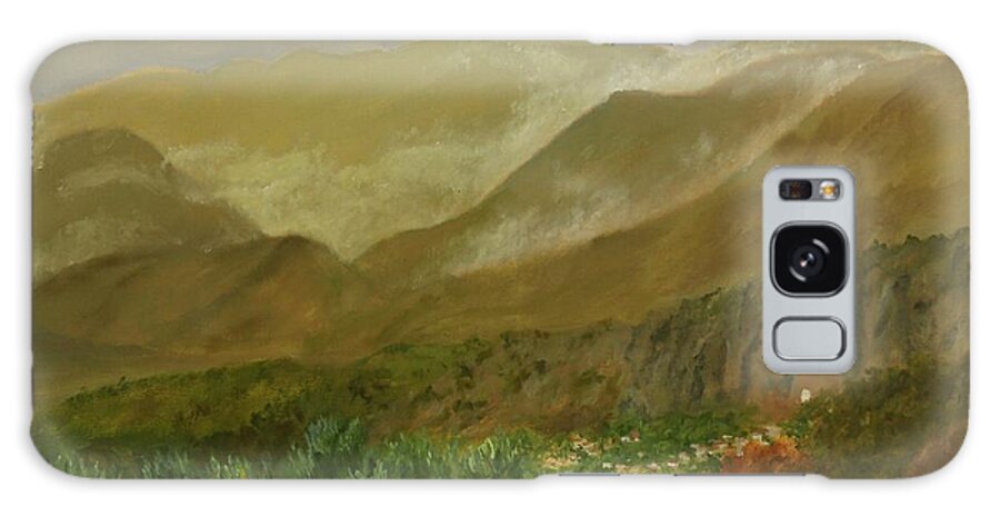 Crete Galaxy Case featuring the painting Misty cloudy morning on Crete by David Capon