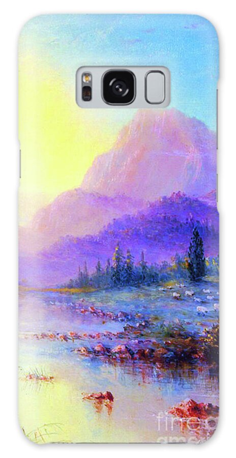 Landscape Galaxy Case featuring the painting Misty Mountain Melody by Jane Small