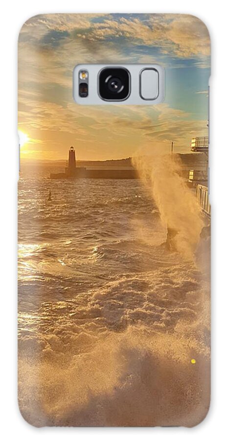 Sunset Galaxy Case featuring the photograph Misty Waves at Sunset by Andrea Whitaker