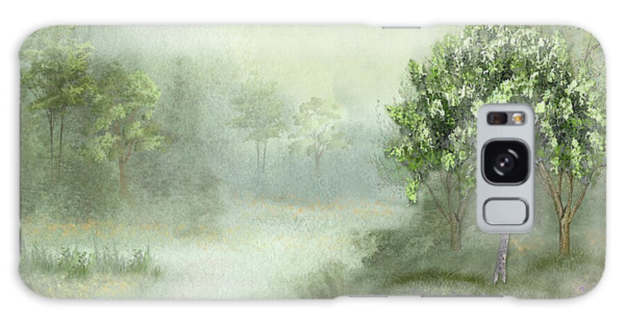 Mist Galaxy Case featuring the digital art Misty Woodland Stream by J Marielle