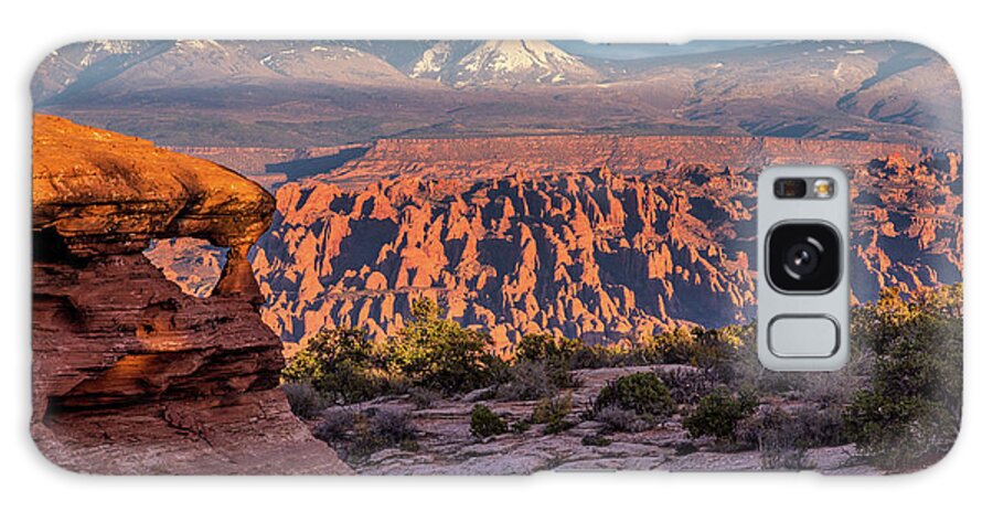 Moab Galaxy Case featuring the photograph Moab Back Country Moonrise at Sunset by Dan Norris