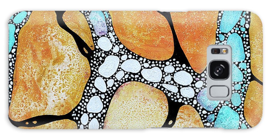 Aqua Blue Galaxy Case featuring the painting MOLECULAR FUSION Neurographic Art Orange Aqua White by Lynnie Lang