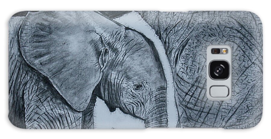 Elephants Galaxy S8 Case featuring the drawing Mom's Shadow by David Joyner