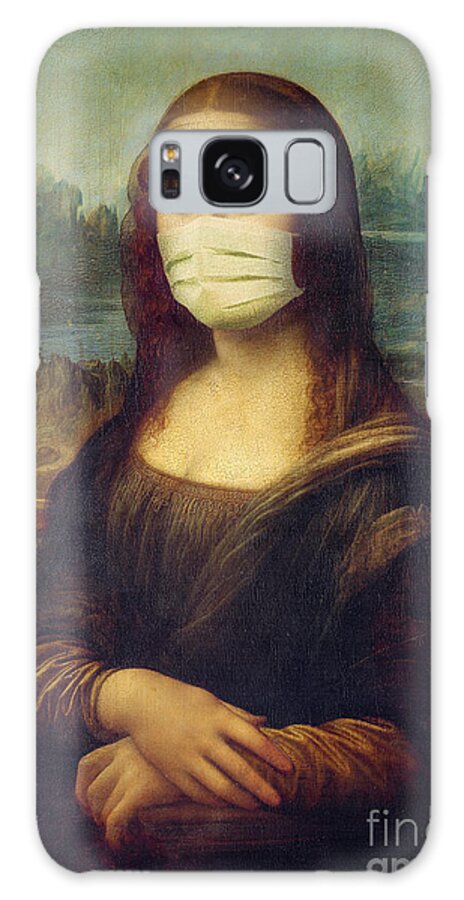 Mona Lisa Galaxy Case featuring the painting Mona Lisa wearing a mask by Delphimages Photo Creations