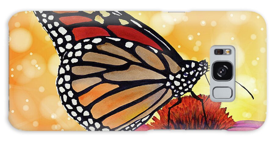 Butterfly Galaxy Case featuring the painting Monarch Butterfly on Yellow by Hailey E Herrera