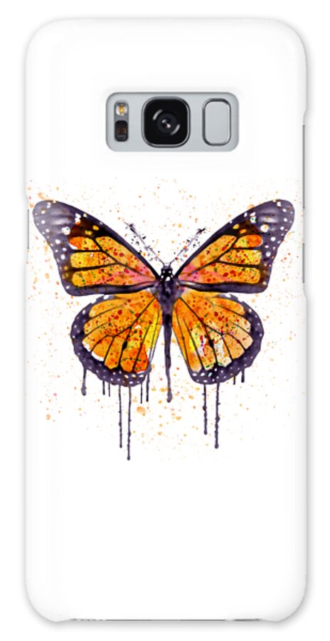 Monarch Butterfly Galaxy Case featuring the painting Monarch Butterfly watercolor by Marian Voicu