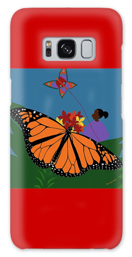 Monarch Butterfly Galaxy Case featuring the painting Monarch's Bloom by Synthia SAINT JAMES