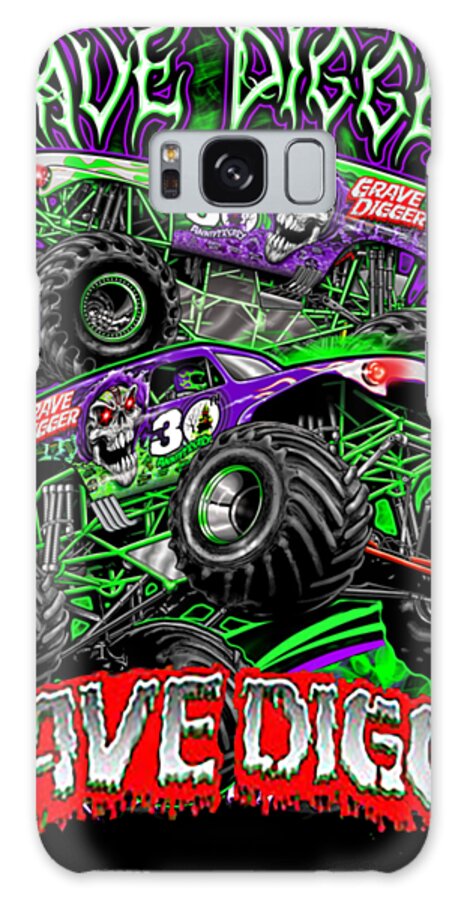 Monster Jam Grave Digger Monster Truck Galaxy Case featuring the drawing Monster Jam Grave Digger Monster Truck by Heaven Rippin