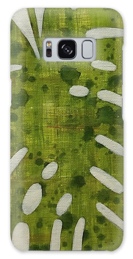 Monstera Green Texture Drop Drip Light Abstract Textile Texture Swiss Cheese Plant Tropical Plant Abstract Blooming Drips Palm Galaxy Case featuring the painting Monstera Light by Pam Talley