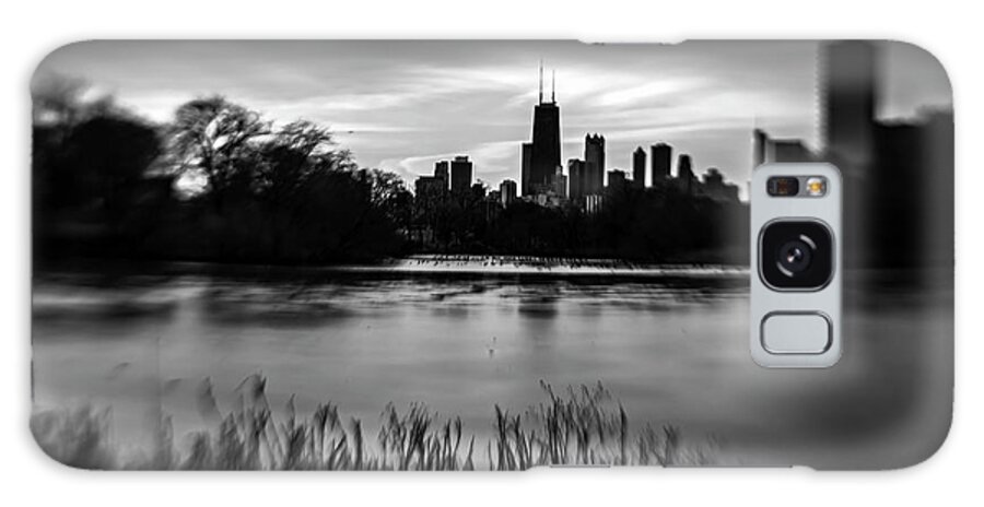 North Pond Galaxy Case featuring the photograph Moody Chicago Skyline in Black and White by Sven Brogren
