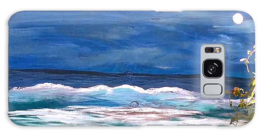 Ocean Galaxy Case featuring the painting Moon lit Sea by James and Donna Daugherty